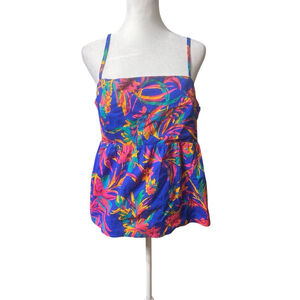 NWT J.Crew‎ Size 10 Cotton-blend Tie-back Strappy Top Brilliant Blue Fuschia